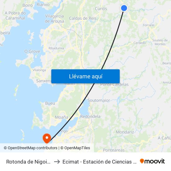 Rotonda de Nigoi (A Estrada) to Ecimat - Estación de Ciencias Mariñas de Toralla map