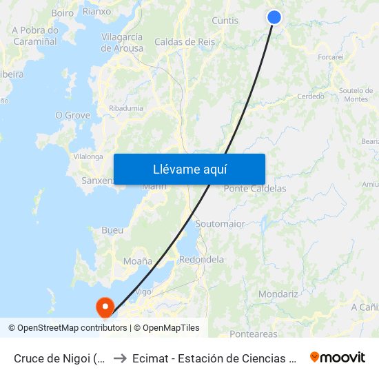 Cruce de Nigoi (A Estrada) to Ecimat - Estación de Ciencias Mariñas de Toralla map