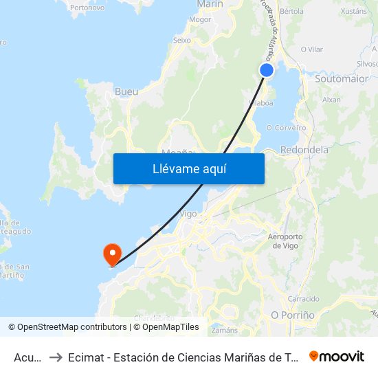 Acuña to Ecimat - Estación de Ciencias Mariñas de Toralla map