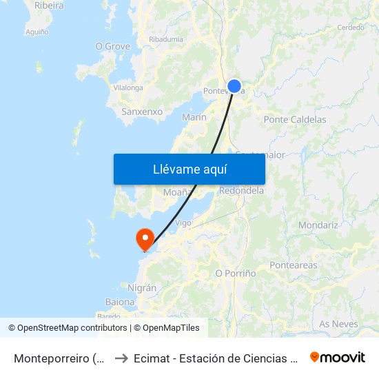 Monteporreiro (Alemania 1 to Ecimat - Estación de Ciencias Mariñas de Toralla map