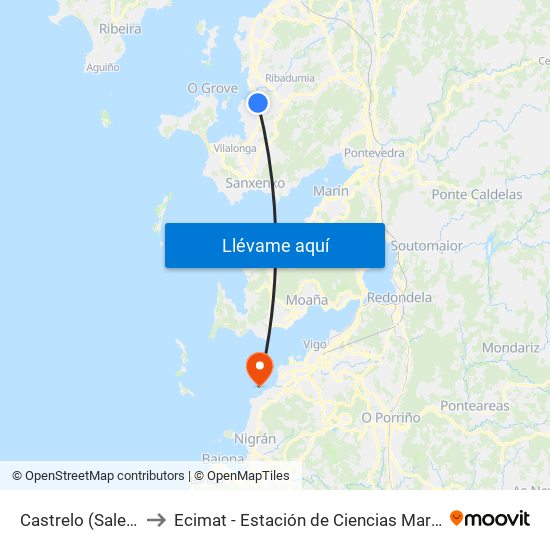 Castrelo (Salesianos) to Ecimat - Estación de Ciencias Mariñas de Toralla map