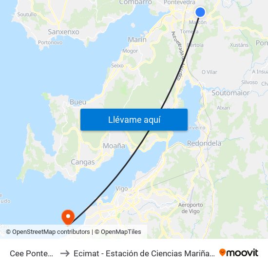 Cee Pontevedra to Ecimat - Estación de Ciencias Mariñas de Toralla map