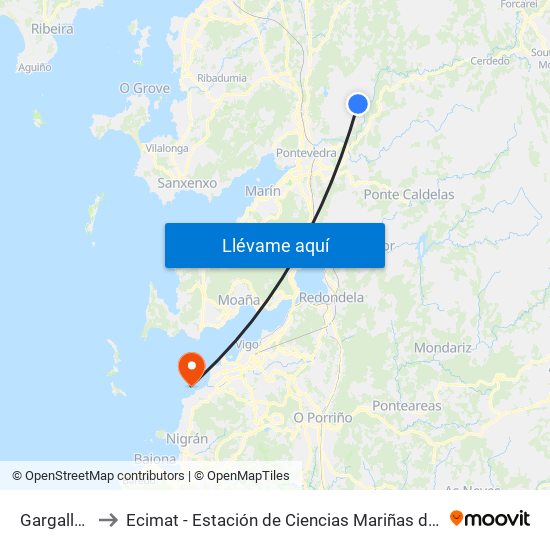 Gargallóns to Ecimat - Estación de Ciencias Mariñas de Toralla map