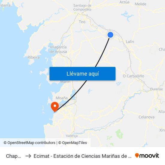 Chapa-2 to Ecimat - Estación de Ciencias Mariñas de Toralla map