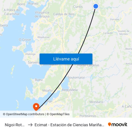 Nigoi-Rotonda to Ecimat - Estación de Ciencias Mariñas de Toralla map