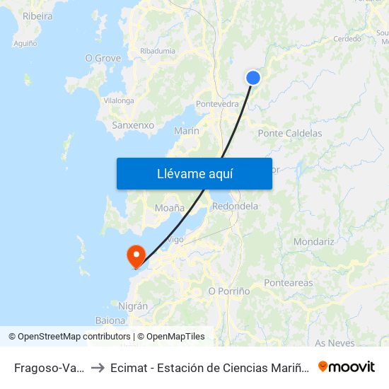 Fragoso-Valeiras to Ecimat - Estación de Ciencias Mariñas de Toralla map