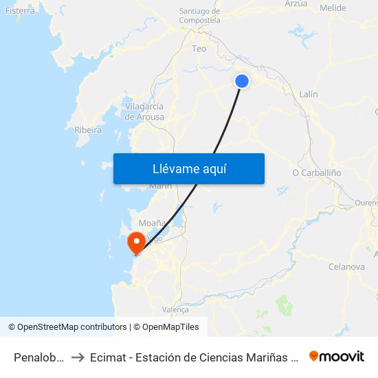 Penalobeira to Ecimat - Estación de Ciencias Mariñas de Toralla map