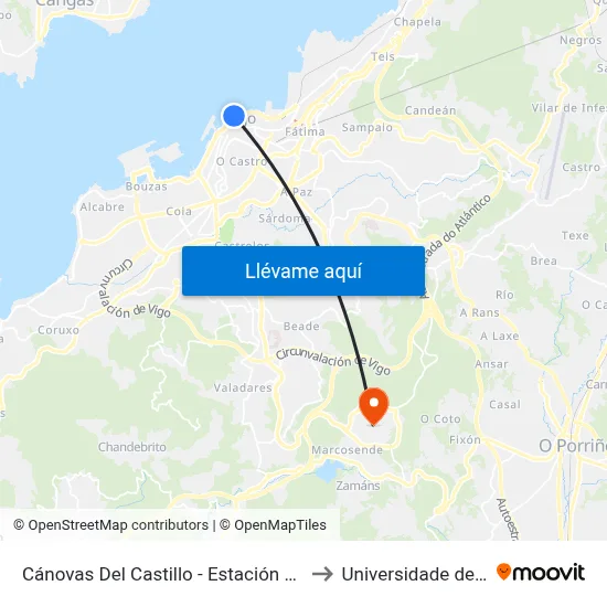 Cánovas Del Castillo - Estación Marítima to Universidade de Vigo map
