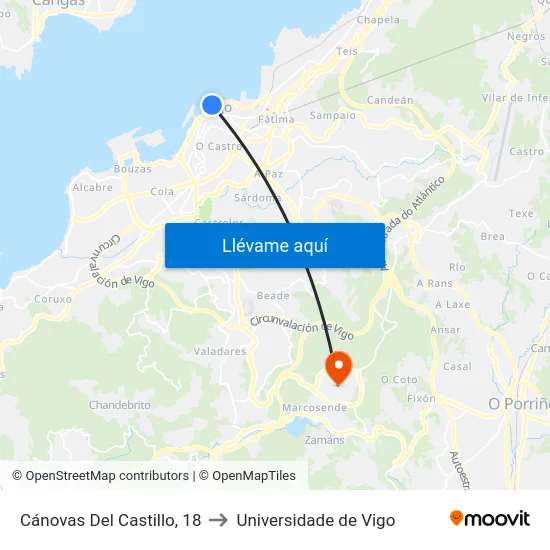 Cánovas Del Castillo, 18 to Universidade de Vigo map