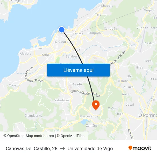 Cánovas Del Castillo, 28 to Universidade de Vigo map