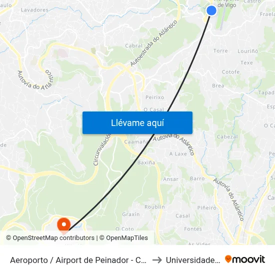 Aeroporto / Airport de Peinador - Chegadas / Arrivals to Universidade de Vigo map