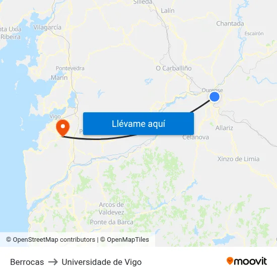 Berrocas to Universidade de Vigo map