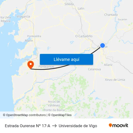 Estrada Ourense Nº 17-A to Universidade de Vigo map