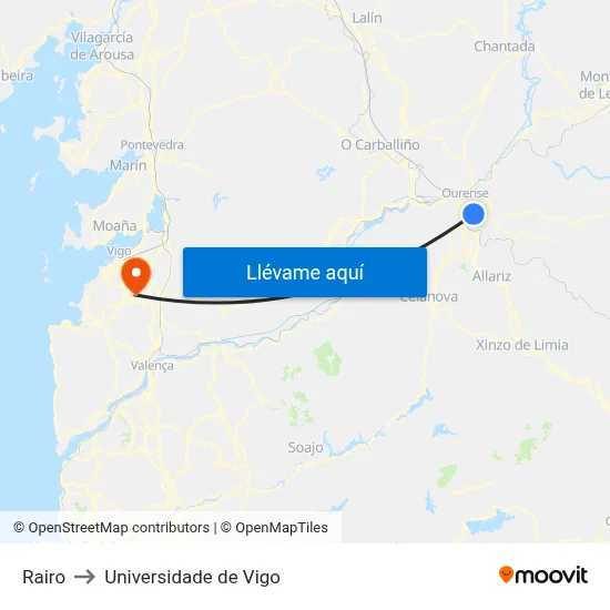 Rairo to Universidade de Vigo map