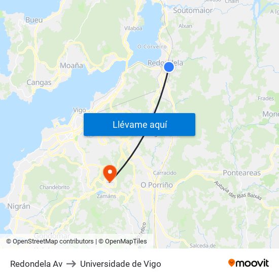 Redondela Av to Universidade de Vigo map