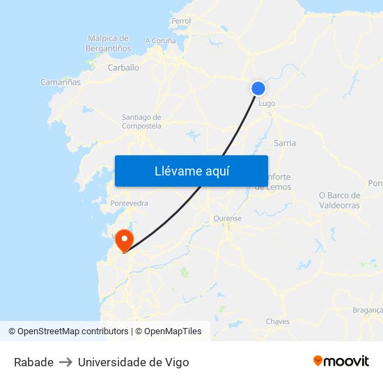 Rabade to Universidade de Vigo map