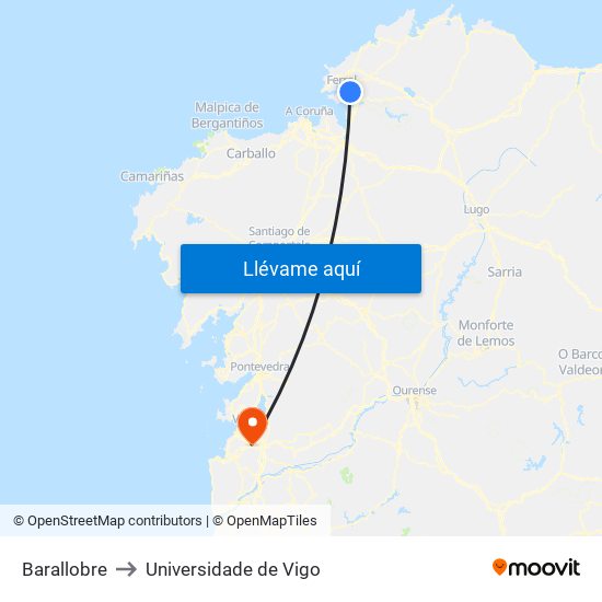 Barallobre to Universidade de Vigo map