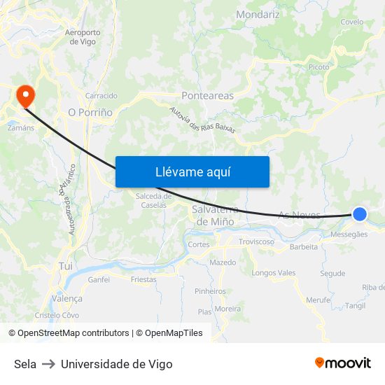 Sela to Universidade de Vigo map
