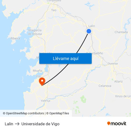 Lalín to Universidade de Vigo map