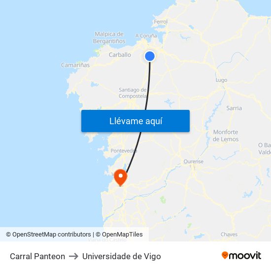 Carral Panteon to Universidade de Vigo map