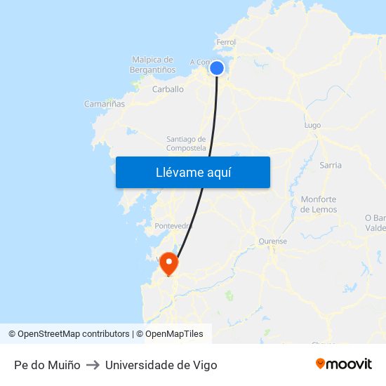 Pe do Muiño to Universidade de Vigo map