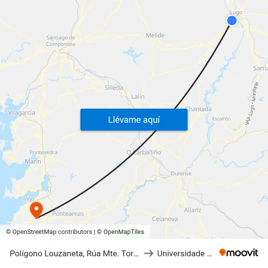 Polígono Louzaneta, Rúa Mte. Torrón (Monbus) to Universidade de Vigo map