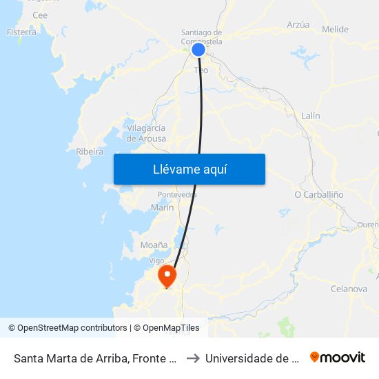 Santa Marta de Arriba, Fronte Ao 10 to Universidade de Vigo map