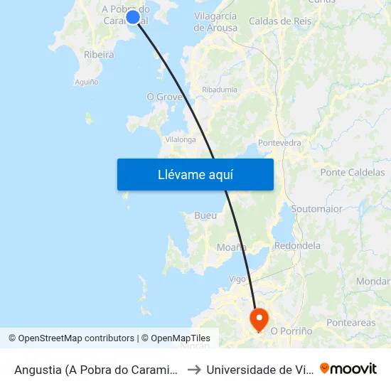 Angustia (A Pobra do Caramiñal) to Universidade de Vigo map