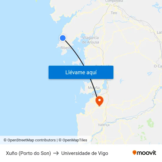 Xuño (Porto do Son) to Universidade de Vigo map