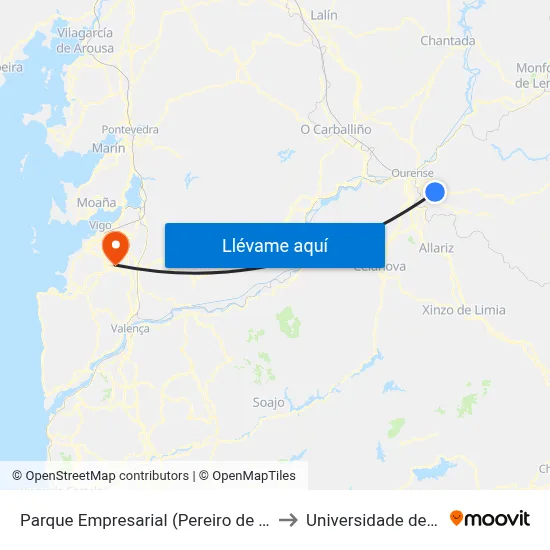 Parque Empresarial (Pereiro de Aguiar) to Universidade de Vigo map