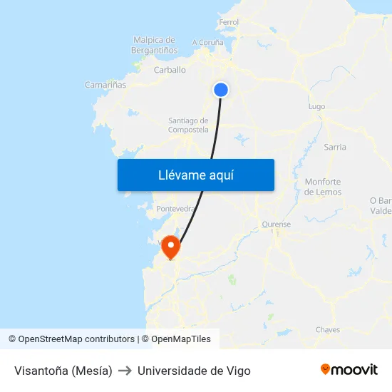Visantoña (Mesía) to Universidade de Vigo map