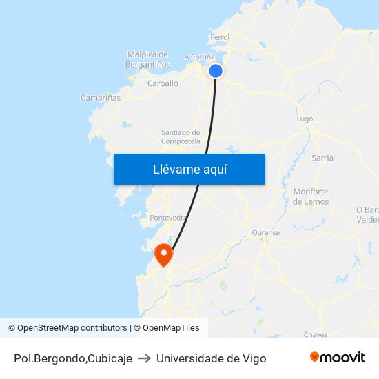 Pol.Bergondo,Cubicaje to Universidade de Vigo map