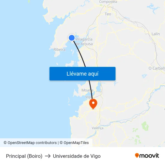Principal (Boiro) to Universidade de Vigo map
