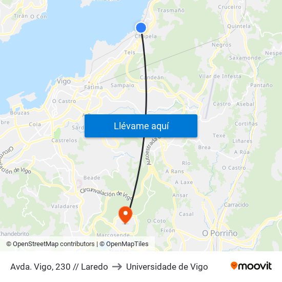 Avda. Vigo, 230 // Laredo to Universidade de Vigo map