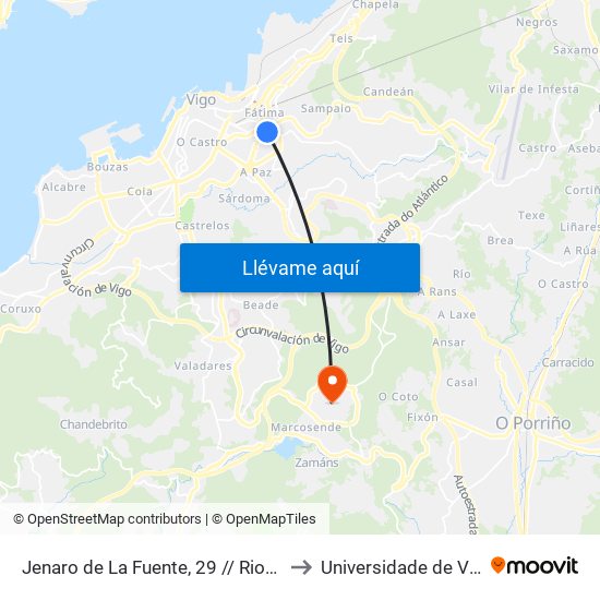 Jenaro de La Fuente, 29 // Riomao to Universidade de Vigo map