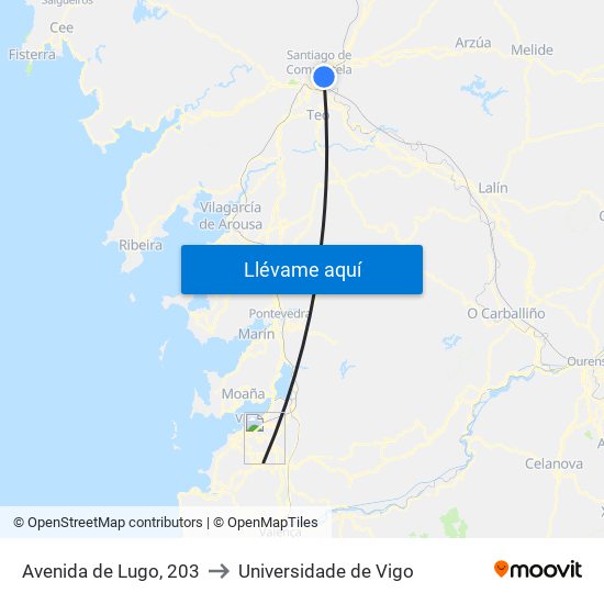Avenida de Lugo, 203 to Universidade de Vigo map