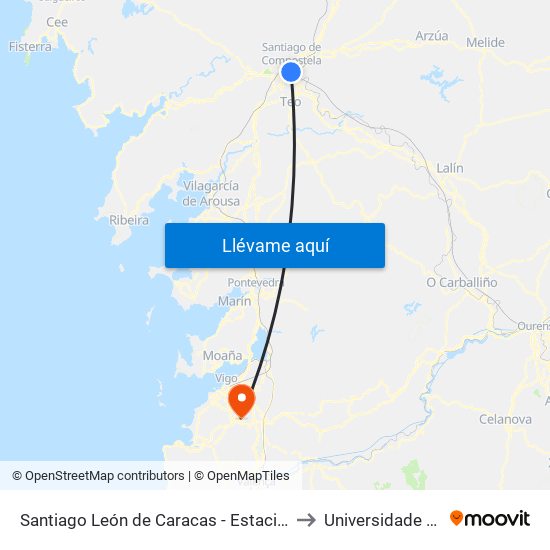 Santiago León de Caracas - Estación Intermodal to Universidade de Vigo map