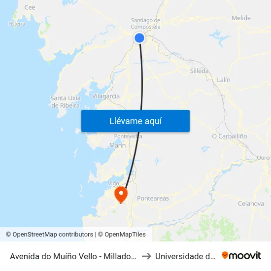 Avenida do Muíño Vello - Milladoiro (Ames) to Universidade de Vigo map