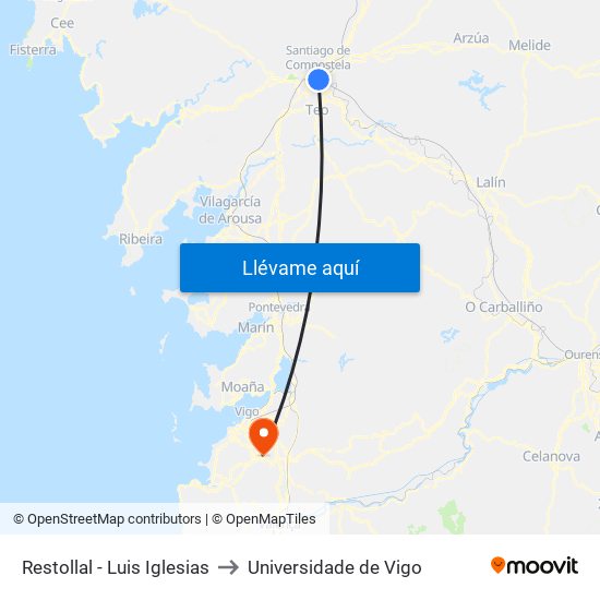Restollal - Luis Iglesias to Universidade de Vigo map