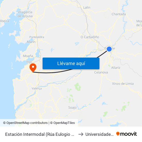 Estación Intermodal (Rúa Eulogio Gomez Franqueira) to Universidade de Vigo map