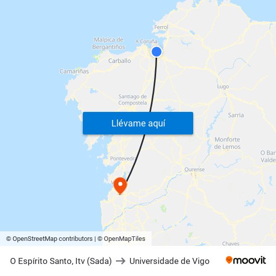 O Espírito Santo, Itv (Sada) to Universidade de Vigo map