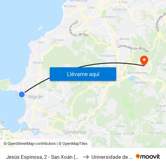 Jesús Espinosa, 2 - San Xoán (Nigrán) to Universidade de Vigo map