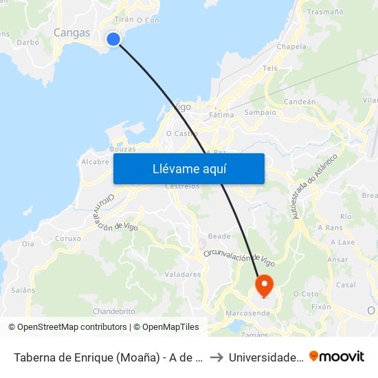 Taberna de Enrique (Moaña) - A de Avendaño (Moaña) to Universidade de Vigo map