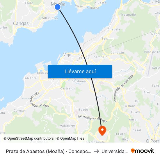 Praza de Abastos (Moaña) - Concepción Arenal - Alameda (Moaña) to Universidade de Vigo map