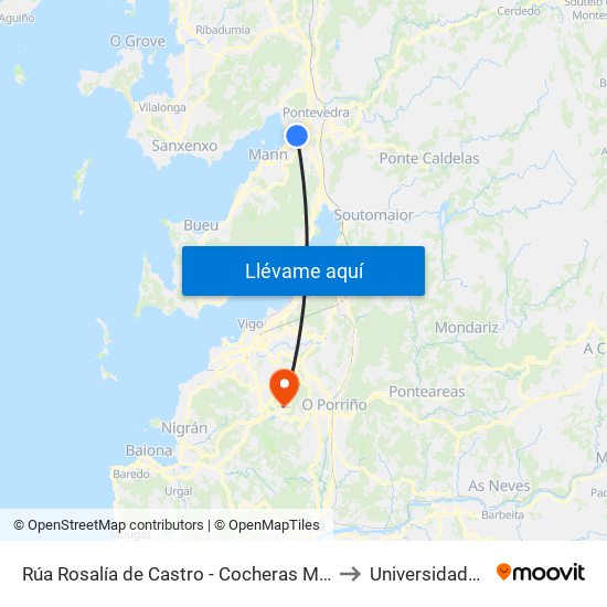 Rúa Rosalía de Castro - Cocheras Monbus (Pontevedra) to Universidade de Vigo map