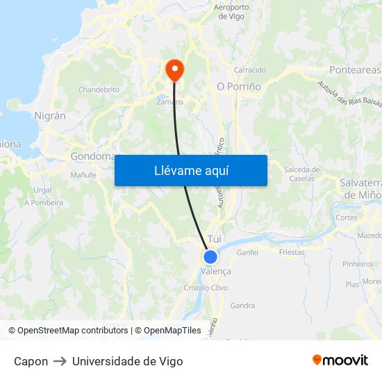 Capon to Universidade de Vigo map