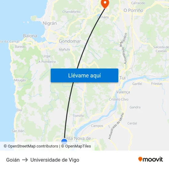 Goián to Universidade de Vigo map