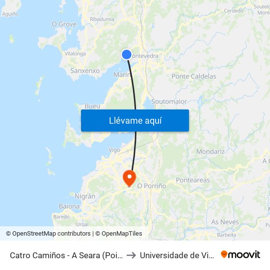 Catro Camiños - A Seara (Poio) to Universidade de Vigo map