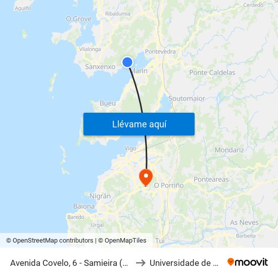Avenida Covelo, 6 - Samieira (Poio) to Universidade de Vigo map