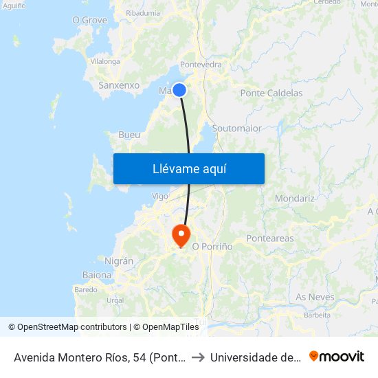 Avenida Montero Ríos, 54 (Pontevedra) to Universidade de Vigo map